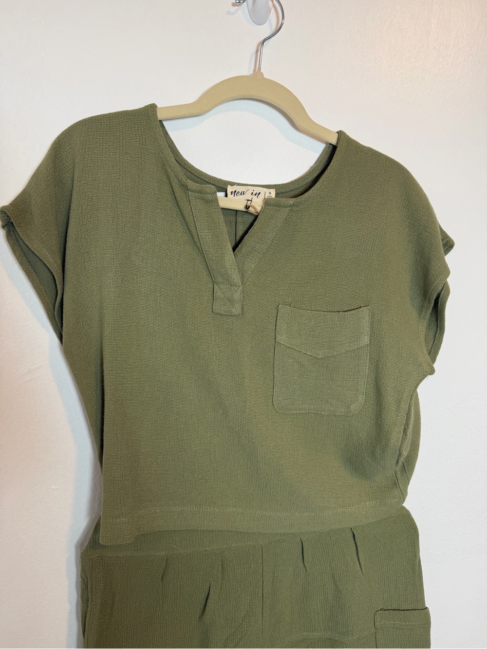 2pc set Casual Olive Green Shorts Set Short Sleeve Top and Shorts - Picture 2 of 9